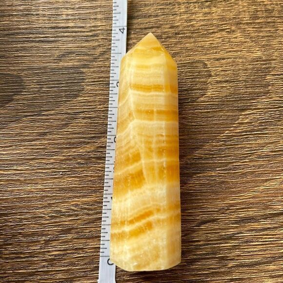Orange Calcite tower small banding standing point polished decor natural - Picture 6 of 7